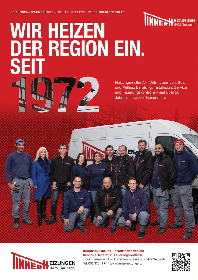 Geschäftsempfehlung für Tinner Heizungen AG (ganze Seite)