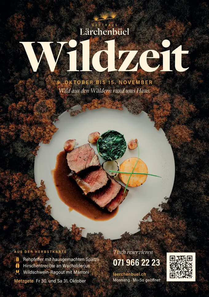 Flyer A5 für Gasthaus Lärchenbüel (Gastronomie)