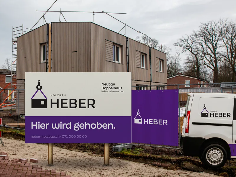 Logo und Erscheinungsbild für Heber (Muster-Marke · Holzbau)