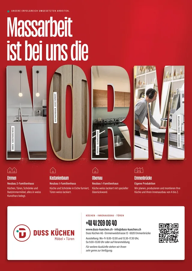 Inserat für Duss Küchen AG (1/1 Seite)