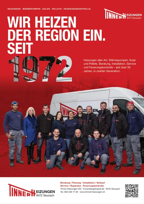 Geschäftsempfehlung für Tinner Heizungen AG (ganze Seite)