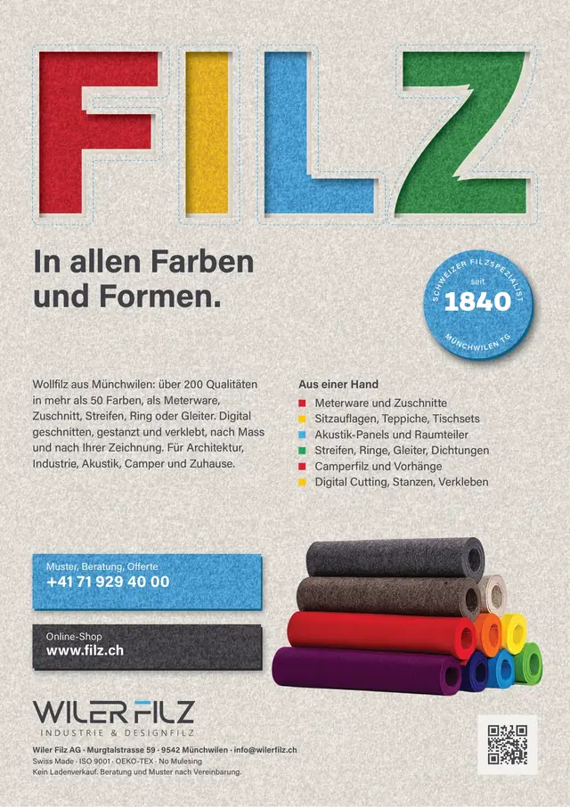 Geschäftsempfehlung für Wiler Filz AG (ganze Seite)