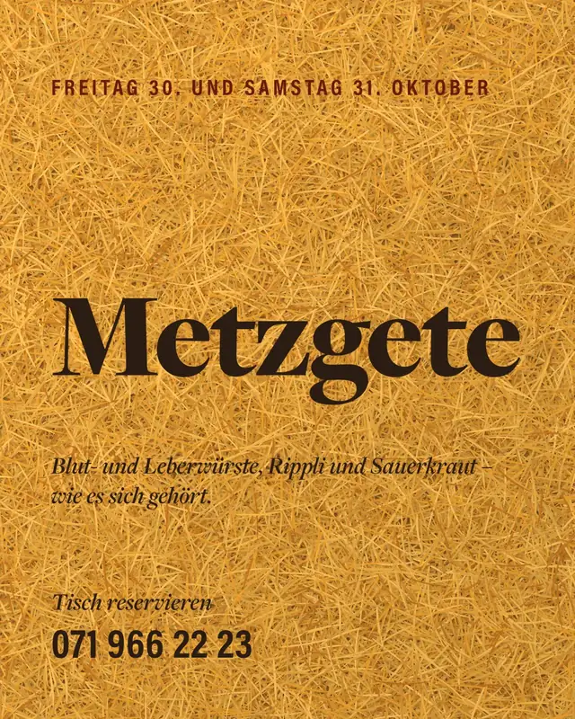 Post: Metzgete (traditional autumn feast) on 30 and 31 October
