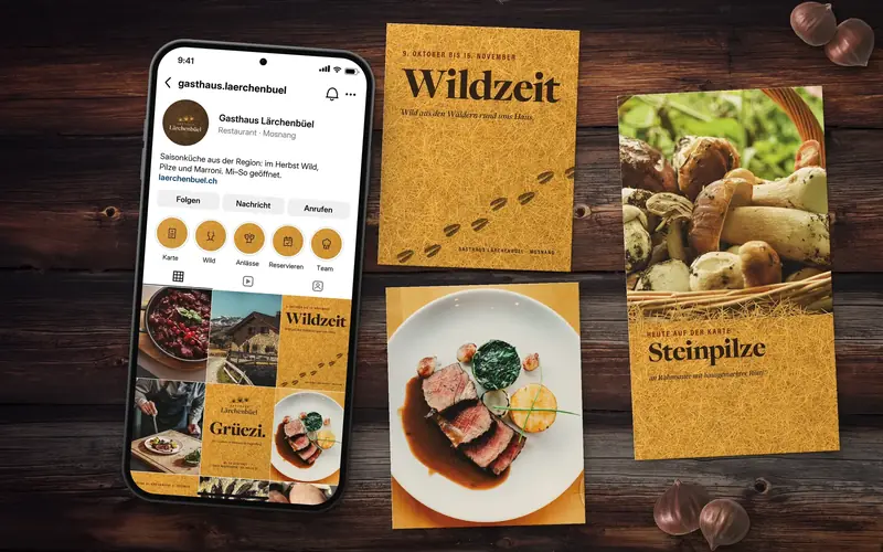 Instagram-Profil für Gasthaus Lärchenbüel mit Beiträgen und Story
