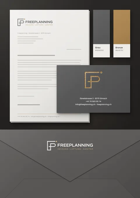 Logo & CI: Briefbogen, Visitenkarte, Farbfelder und Couvert für Freeplanning