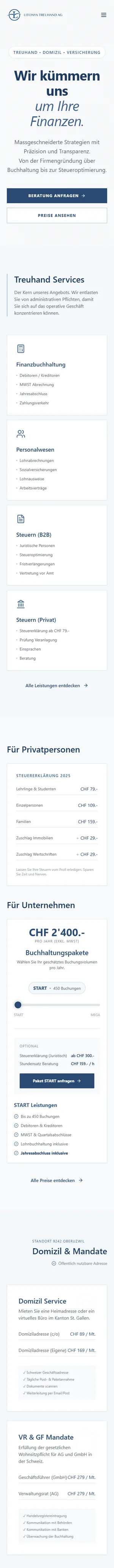 Startseite von litonya.ch auf dem Handy