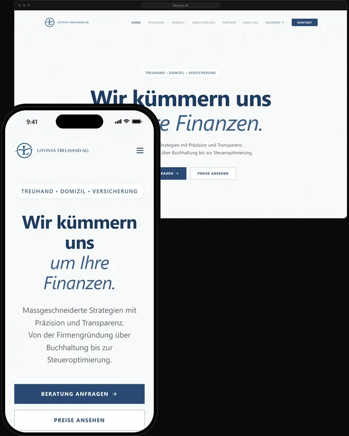Website für Litonya Treuhand AG auf Computer und Handy&nbsp;– Website · litonya.ch